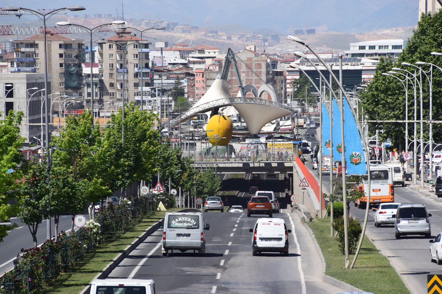 A bustling street scene in Malatya, Turkey featuring iconic apricot sculpture and cityscape. — 3 Myths About knee arthritis A