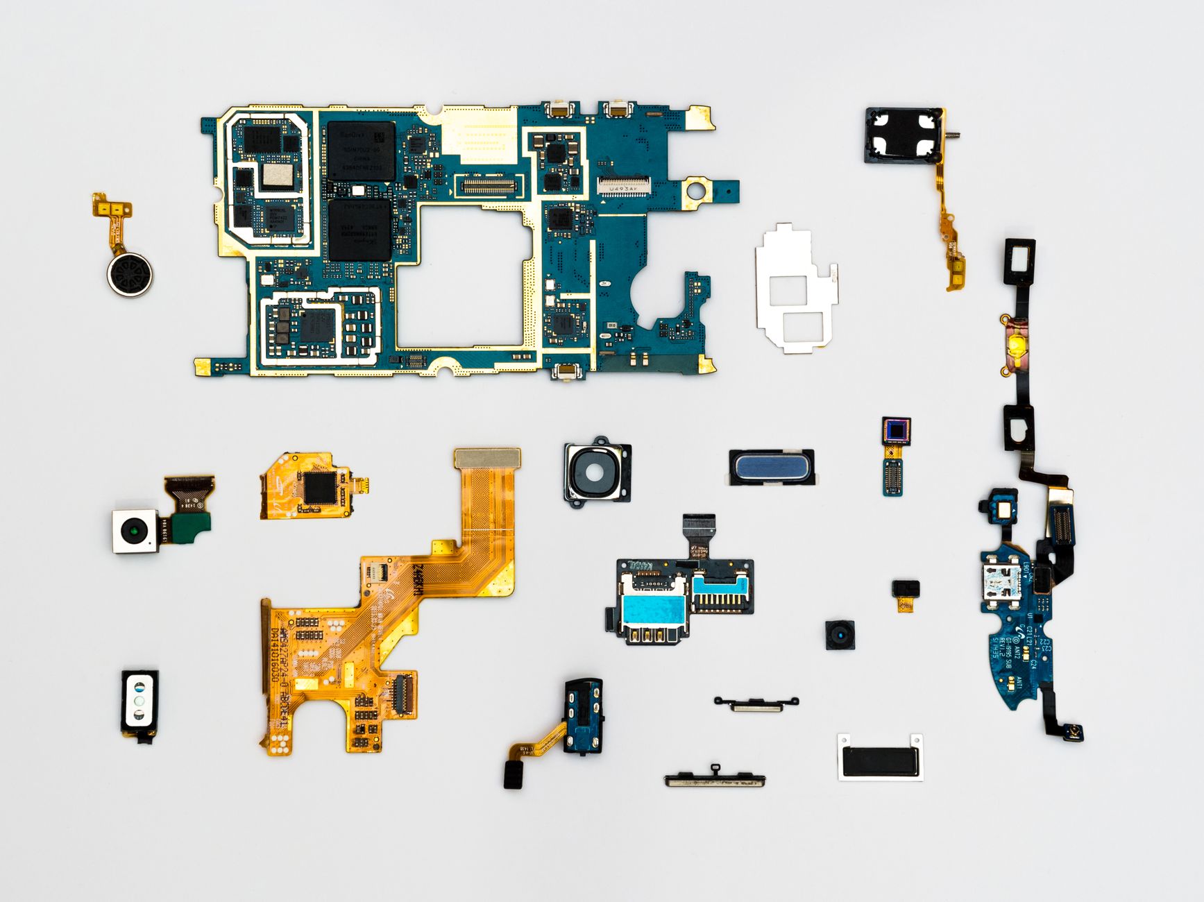 Exploded view of smartphone components showcasing intricate technological design. — Easy Performance Booster for Android