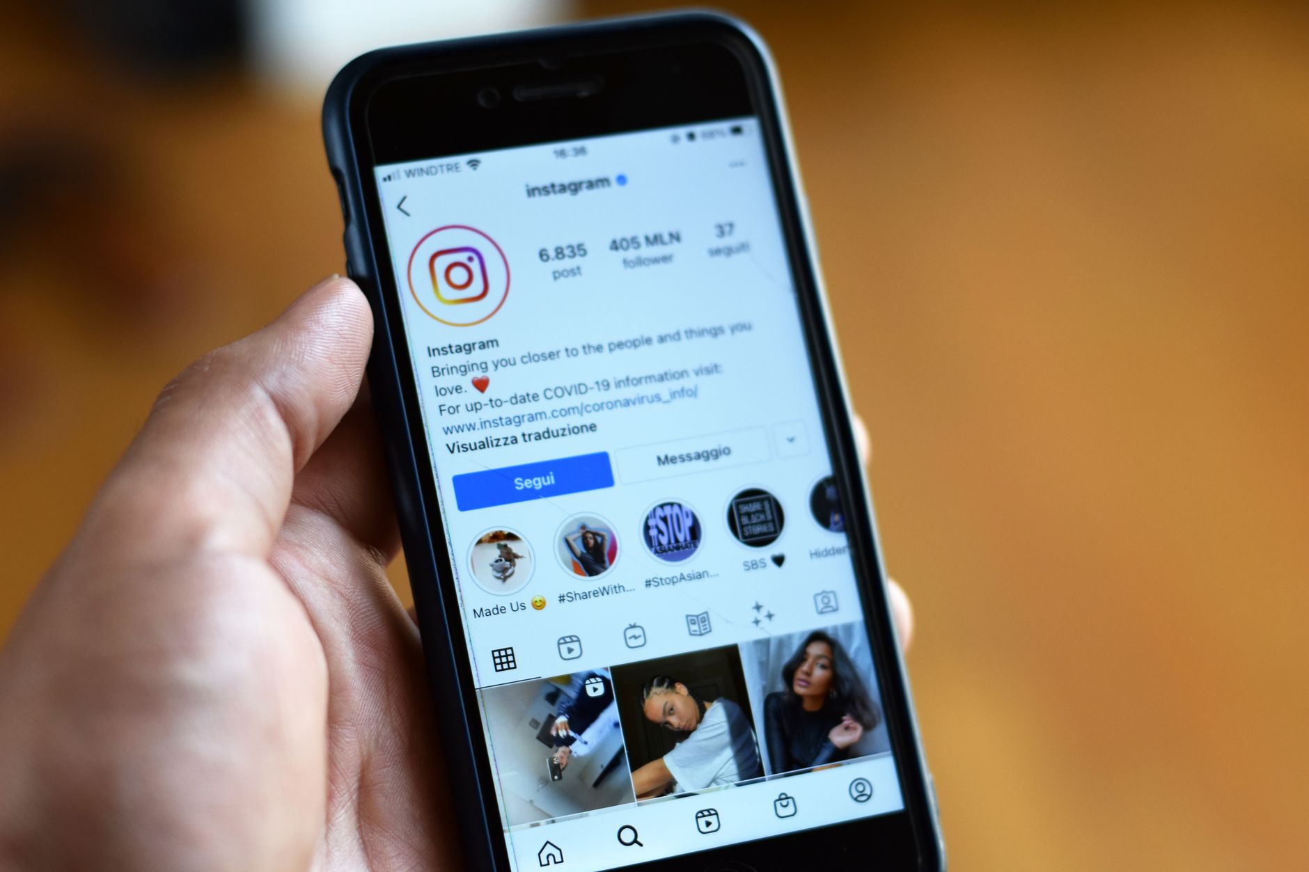 Close-up of a smartphone displaying an Instagram profile screen. — Get Ahead of the Game - Buy Instagram Followers Today