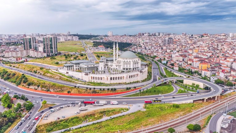 Discover the Grand Çamlıca Mosque surrounded by Istanbul's urban landscape in this aerial view. — North-East India: A Backpac